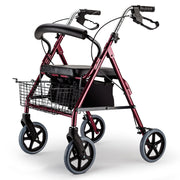 4 Wheel Aluminium Rollator Walker for Elderly, Red