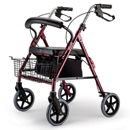4 Wheel Aluminium Rollator Walker for Elderly, Red