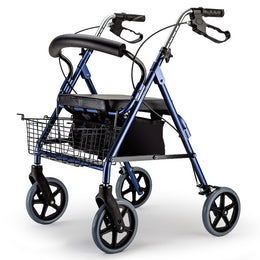 4 Wheel Aluminium Rollator Walker for Elderly, Blue