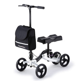Premium Knee Walker Scooter, WideTrak steering, Suspension, Disc Brakes, Silver