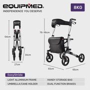 EasyStride Quick-Fold Aluminium Rollator - Silver