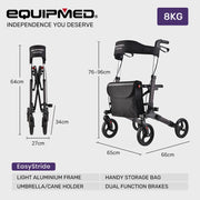 EasyStride Quick-Fold Aluminium Rollator - Titanium