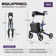 EasyStride Quick-Fold Aluminium Rollator - Blue