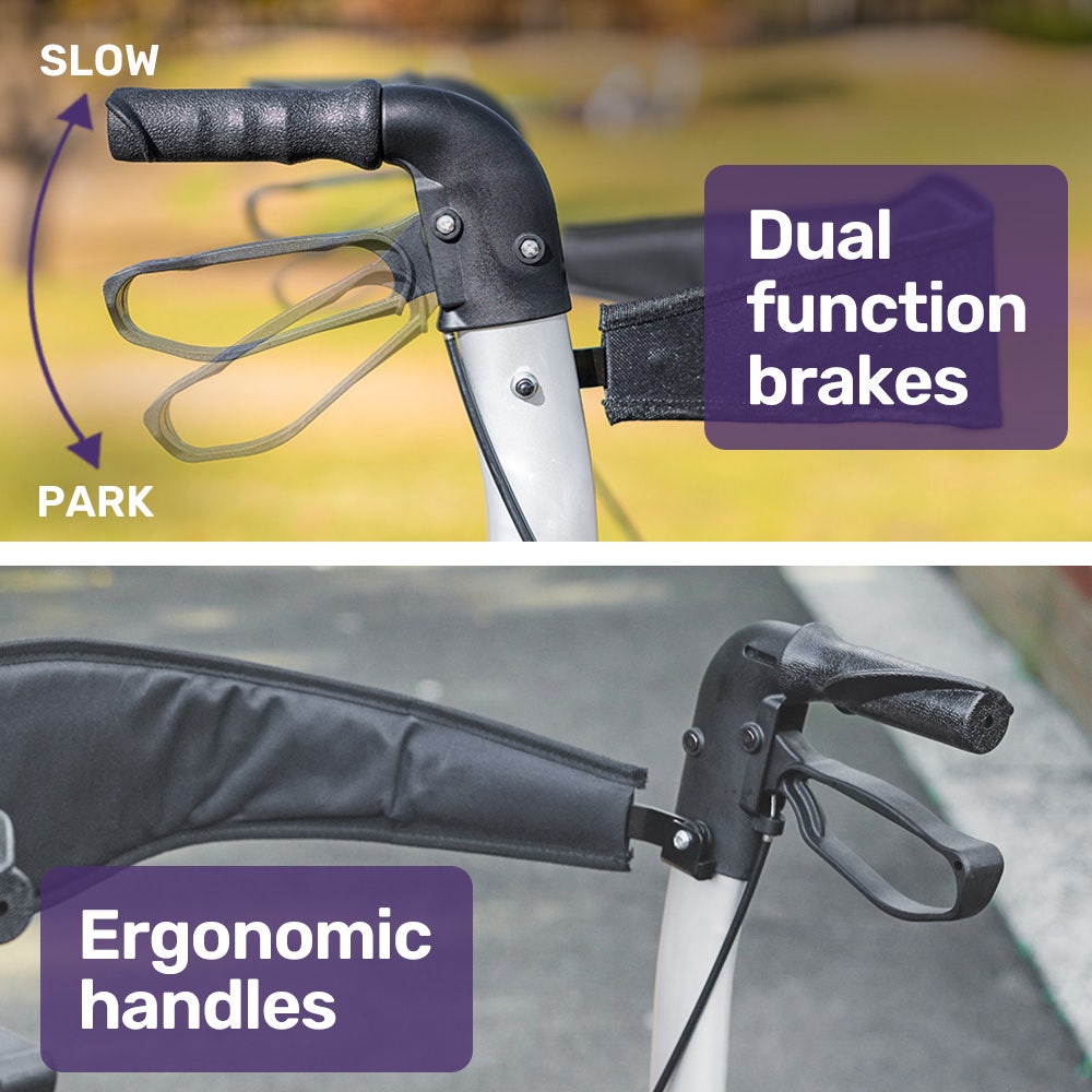 SmartRoller 2-in-1 Aluminium Rollator and Transit Wheelchair - Titaniu ...