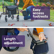 SmartRoller 2-in-1 Aluminium Rollator and Transit Wheelchair - Titanium