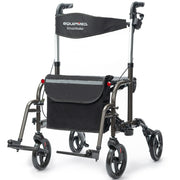 SmartRoller 2-in-1 Aluminium Rollator and Transit Wheelchair - Titanium