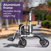 SmartRoller 2-in-1 Aluminium Rollator and Transit Wheelchair - Silver