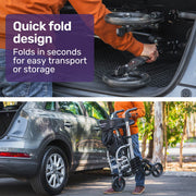 SmartRoller 2-in-1 Aluminium Rollator and Transit Wheelchair - Silver