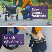 SmartRoller 2-in-1 Aluminium Rollator and Transit Wheelchair - Silver