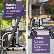 SmartRoller 2-in-1 Aluminium Rollator and Transit Wheelchair - Silver