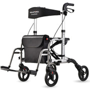 SmartRoller 2-in-1 Aluminium Rollator and Transit Wheelchair - Silver