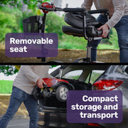 SmartRider Mid-Sized Compact Electric Mobility Scooter - Black & Red