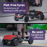 SmartRider Mid-Sized Compact Electric Mobility Scooter - Black & Red