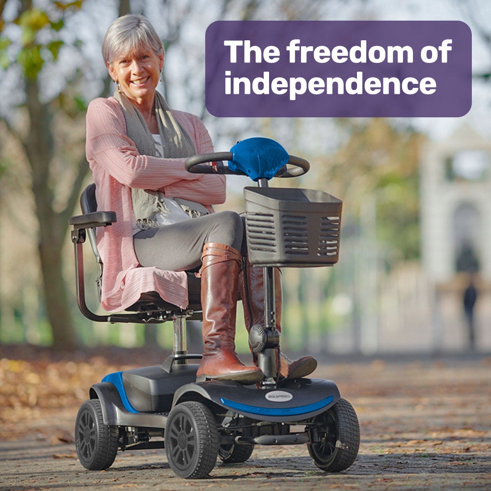 SmartRider Mid-Sized Compact Electric Mobility Scooter - Black & Blue ...