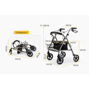Foldable Rollator Walking Frame Outdoor Indoor Mobility Walker Aids