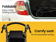 Foldable Rollator Walking Frame Outdoor Indoor Mobility Walker Aids