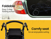 4 Wheel Aluminium Rollator Walker for Elderly, Blue