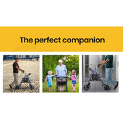 4 Wheel Aluminium Rollator Walker for Elderly, Blue