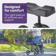 Knee Scooter Walker, Disc Brake - Suspension Bag - Broken Leg Ankle Foot Mobility - Crutches Alternative - Black