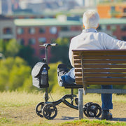 Knee Scooter Walker, Disc Brake - Suspension Bag - Broken Leg Ankle Foot Mobility - Crutches Alternative - Black