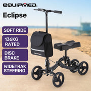 Knee Scooter Walker, Disc Brake - Suspension Bag - Broken Leg Ankle Foot Mobility - Crutches Alternative - Black