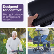 Knee Scooter Walker, Dual Brakes - Bag - Broken Leg Ankle Foot Mobility - Crutches Alternative - Black