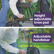 Knee Scooter Walker, Dual Brakes - Bag - Broken Leg Ankle Foot Mobility - Crutches Alternative - Black