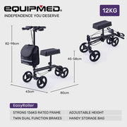 Knee Scooter Walker, Dual Brakes - Bag - Broken Leg Ankle Foot Mobility - Crutches Alternative - Black