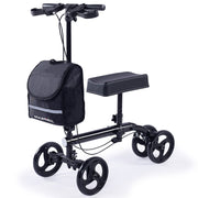 Knee Scooter Walker, Dual Brakes - Bag - Broken Leg Ankle Foot Mobility - Crutches Alternative - Black