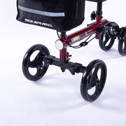 Knee Scooter Walker, Dual Brakes - Bag - Broken Leg Ankle Foot Mobility - Crutches Alternative - Red