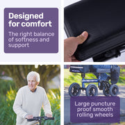 Knee Scooter Walker, 10 inch Tyres Dual Brakes Bag - Broken Leg Ankle Foot Mobility - Crutches Alternative - Blue