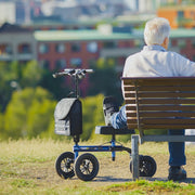 Knee Scooter Walker, 10 inch Tyres Dual Brakes Bag - Broken Leg Ankle Foot Mobility - Crutches Alternative - Blue