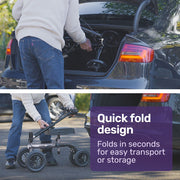 Knee Scooter Walker, 10 inch Tyres Dual Brakes Bag - Broken Leg Ankle Foot Mobility - Crutches Alternative - Titanium colour