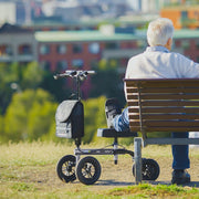 Knee Scooter Walker, 10 inch Tyres Dual Brakes Bag - Broken Leg Ankle Foot Mobility - Crutches Alternative - Titanium colour