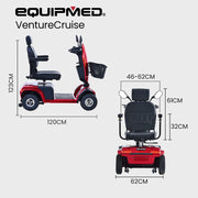 VentureCruise Extra Large-sized Electric Mobility Scooter for Elderly - Red