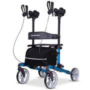 Upright Rollator Walker with Forearm Support Rests, Mobilty Aid with Seat, Blue