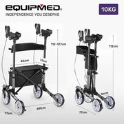 Upright Rollator Walker with Forearm Rest Supports, Mobilty Aid with Seat, Grey