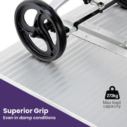 123cm Portable Folding Aluminium Access Ramp 272kg Rated, Silver, for Wheelchair, Mobility Scooter