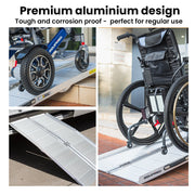 123cm Portable Folding Aluminium Access Ramp 272kg Rated, Silver, for Wheelchair, Mobility Scooter