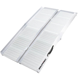 123cm Portable Folding Aluminium Access Ramp 272kg Rated, Silver, for Wheelchair, Mobility Scooter