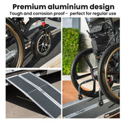 123cm Portable Folding Aluminium Access Ramp, 272kg Rated, Black Ultra-Grip, for Wheelchair, Mobility Scooter