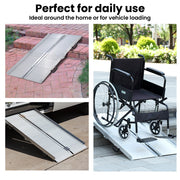 152cm Portable Folding Aluminium Access Ramp, 272kg Rated, for Wheelchair, Mobility Scooter, Rollator - Silver