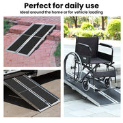 182cm Portable Folding Aluminium Access Ramp, 272kg Rated, Black Ultra-Grip, for Wheelchair, Mobility Scooter