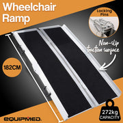 182cm Portable Folding Aluminium Access Ramp, 272kg Rated, Black Ultra-Grip, for Wheelchair, Mobility Scooter