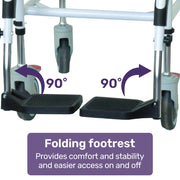 Commode Shower Chair, Over Toilet or Bedside 136kg Capacity Aluminium frame with Wheels, Black