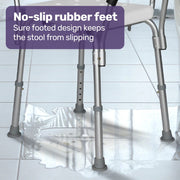 Shower Chair Bath Seat 120kg Capacity, with Arms, Adjustable Height, for Elderly, White