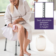 Shower Chair Bath Seat 120kg Capacity, with Arms, Adjustable Height, for Elderly, White