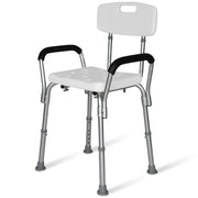 Shower Chair Bath Seat 120kg Capacity, with Arms, Adjustable Height, for Elderly, White