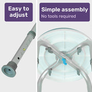 Shower Chair Bath Stool with 360-degree Swivel Rotating Seat for Elderly, White/Blue