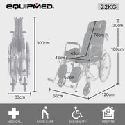 Folding Manual Reclining Wheelchair Self Propelled, 24
